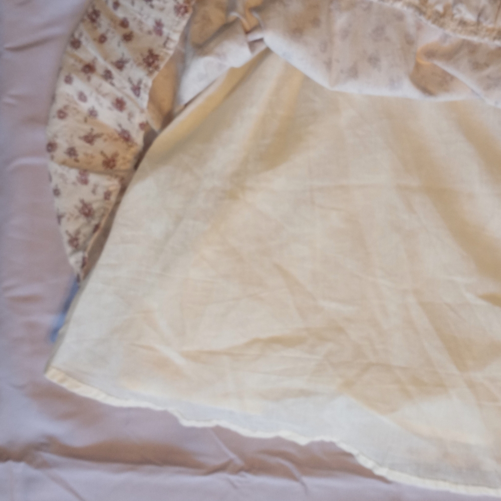 NWT Storia Puff Sleeve Cream & Pink Floral Dress Size Large - Picture 8 of 9